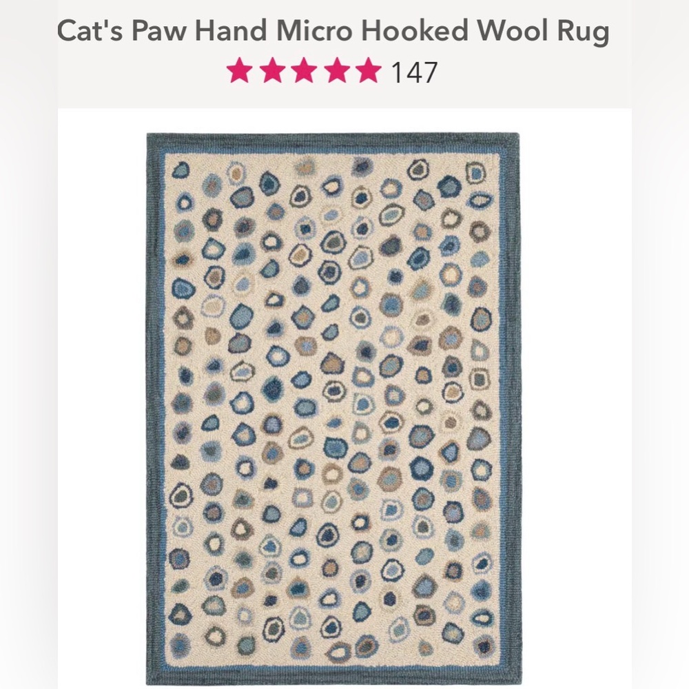 Cat's Paw Hand Micro Hooked Wool Rug by Annie Selke - Picture 7 of 9